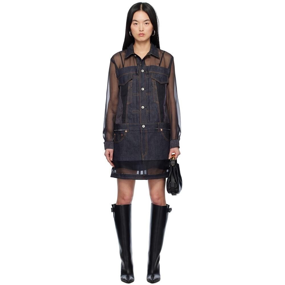 sacai Indigo Mix Denim Minidress XL